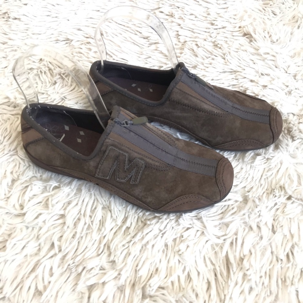 Merrell Brown Barado Shoes With Zipper Front